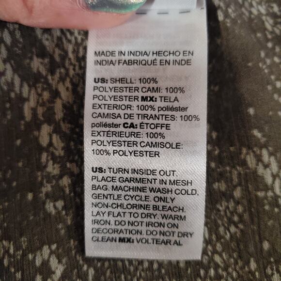 Chicos Snake Print Tunic Top Tank Set Size 3 US XL 16/18 Beaded Sheer Beige - Picture 8 of 10